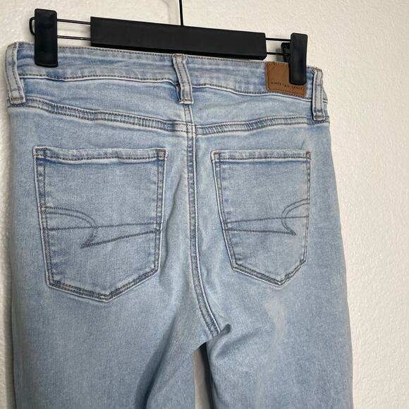 American Eagle Womens Size 4 Hi Rise Jeggings Light Wash Skinny Leg Next Level - Picture 14 of 14